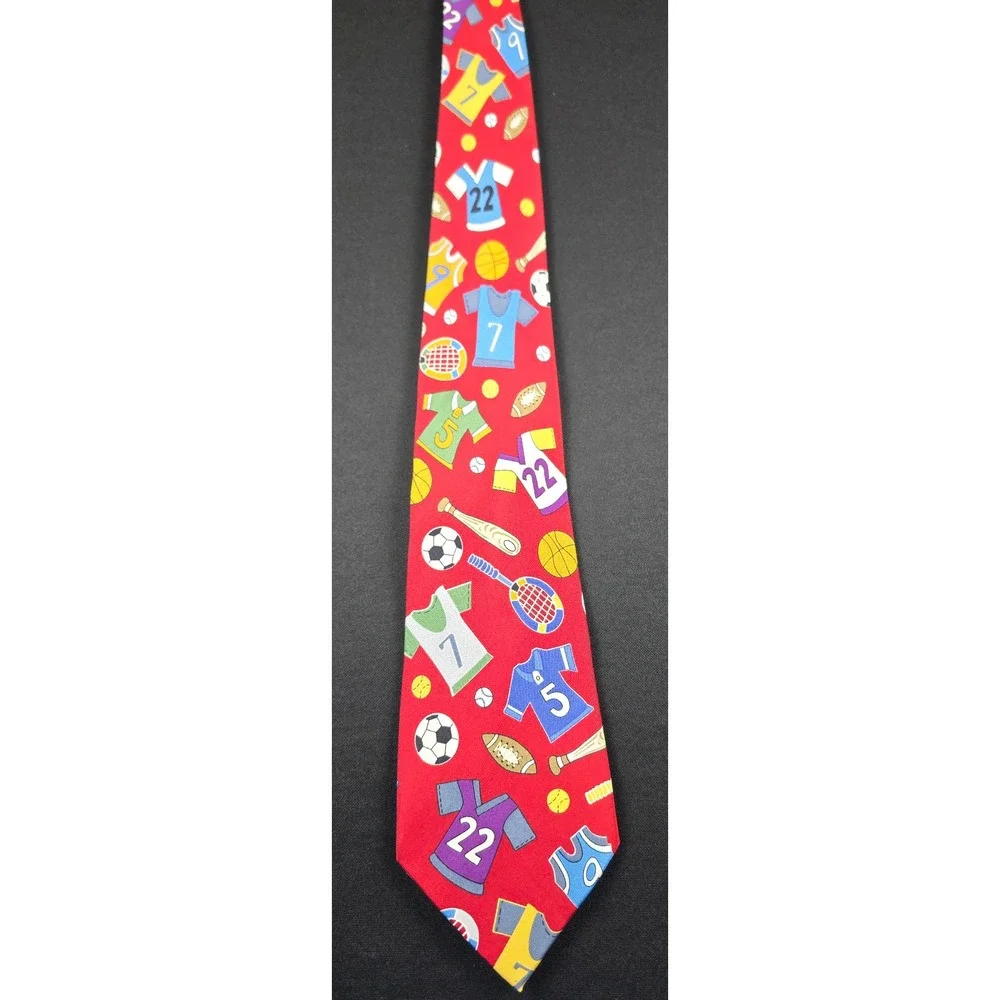 Save the Children Originals Silk Tie Red Sports Play Ball Brandon Randa Corp
